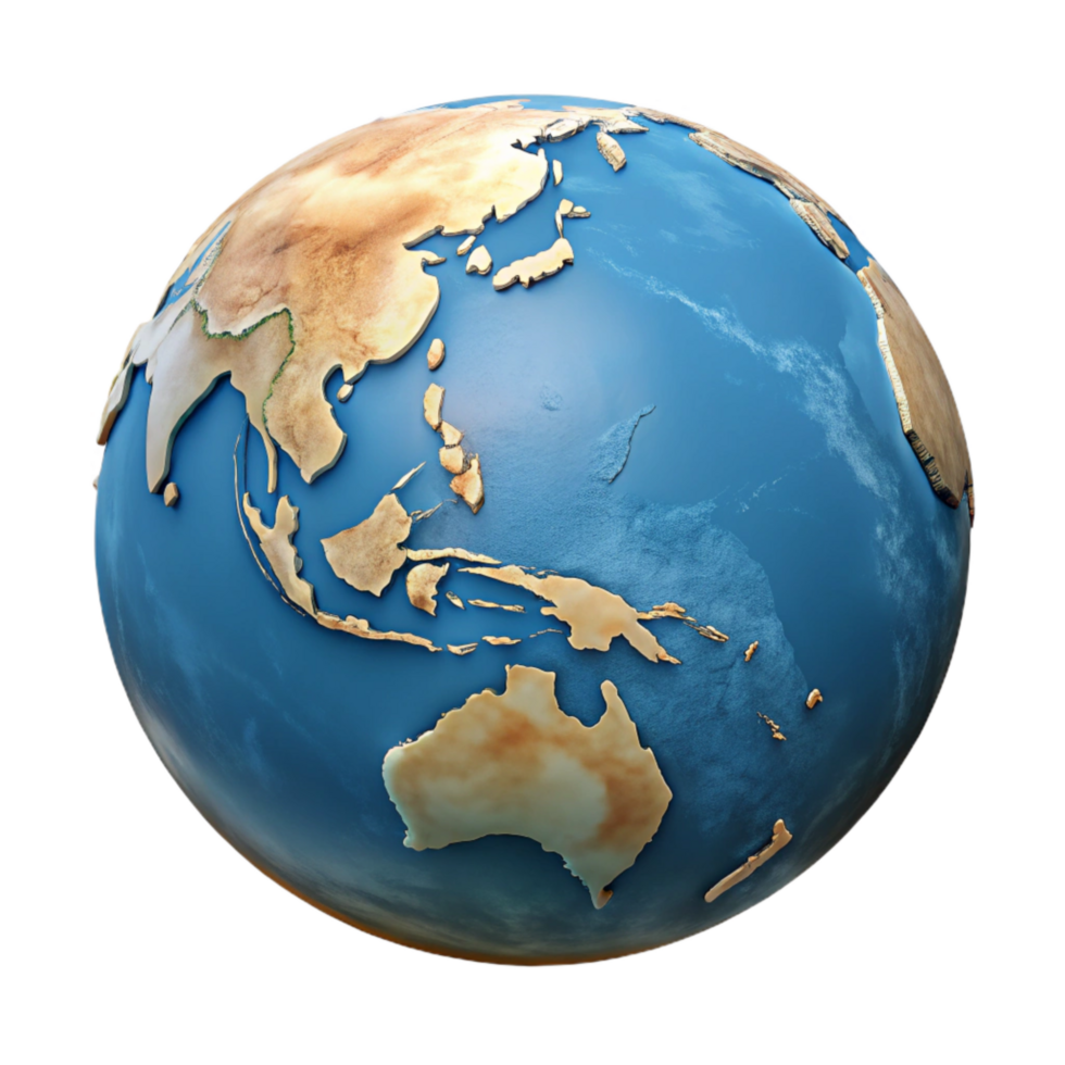 vibrant rustic Globe Showing Asia and Australia Cutout authentic png