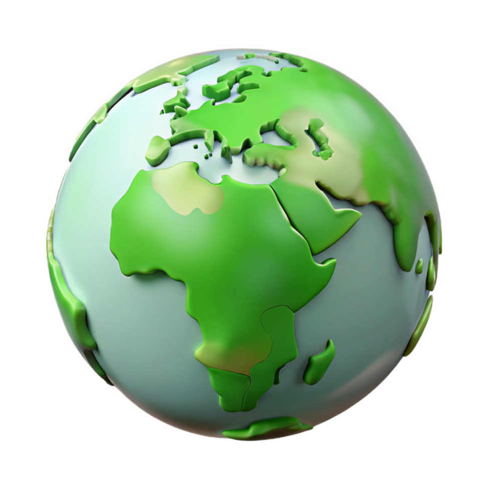 serene modern Globe with Green Continents Transparent Background professional png