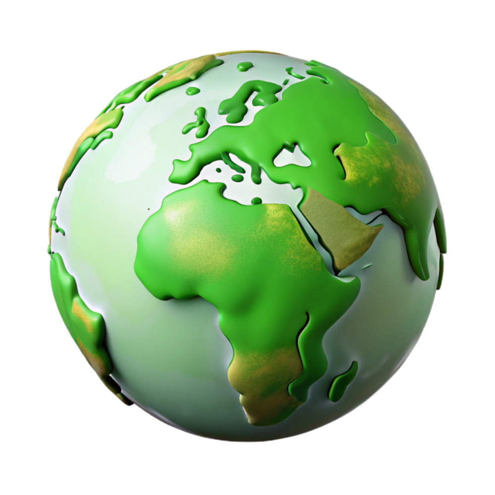 wonderful traditional Globe with Green Continents Transparent Background original png