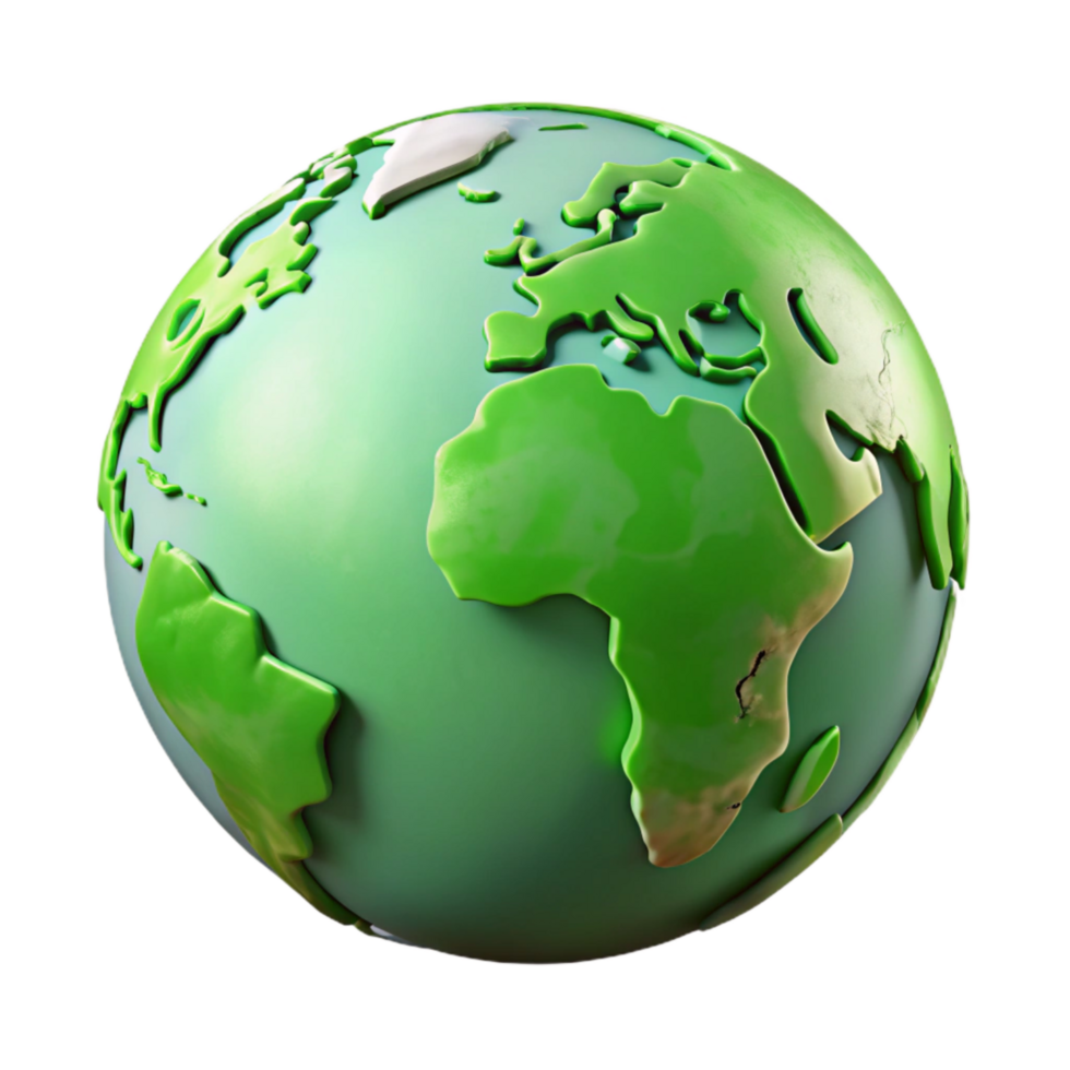 magnificent creative Globe with Green Continents Transparent Background detailed png
