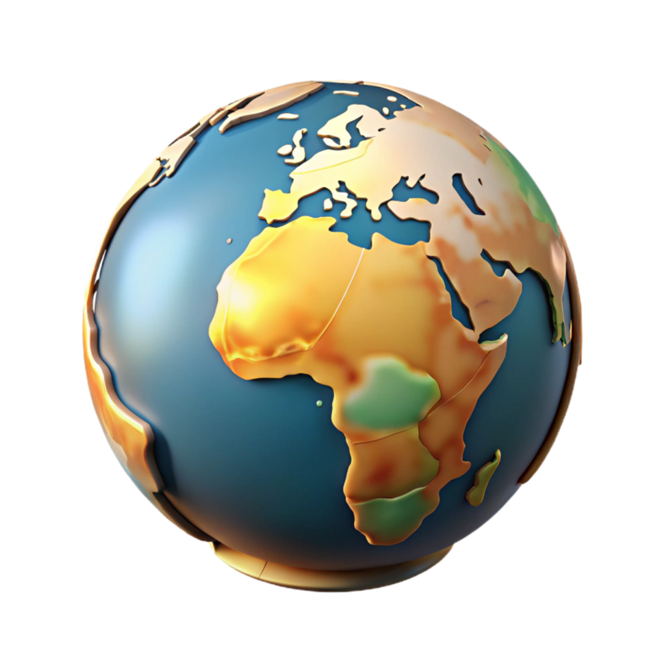 serene artistic Globe with Illuminated Continents Cutout 4K png