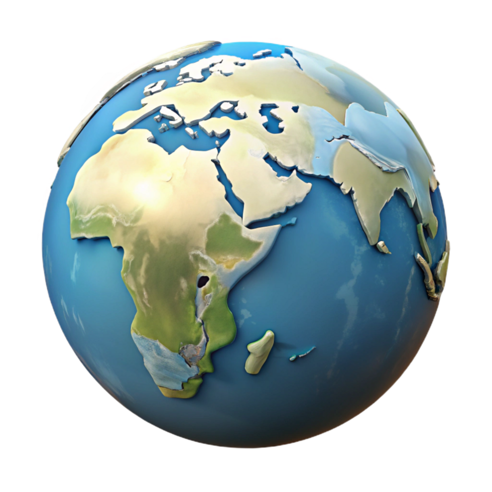 elegant minimalist Globe with Highlighted Countries Isolated 4K png