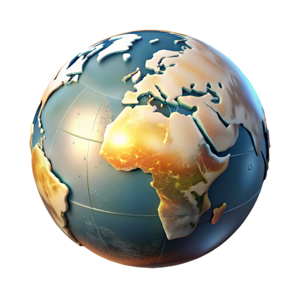 impressive vintage Globe with Illuminated Continents Cutout 4K png