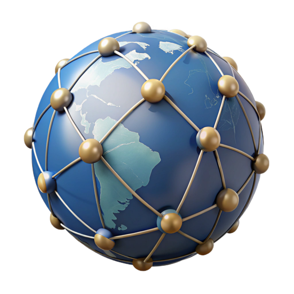 impressive minimalist Globe with Network Connections Isolated on White Cutout high resolution png