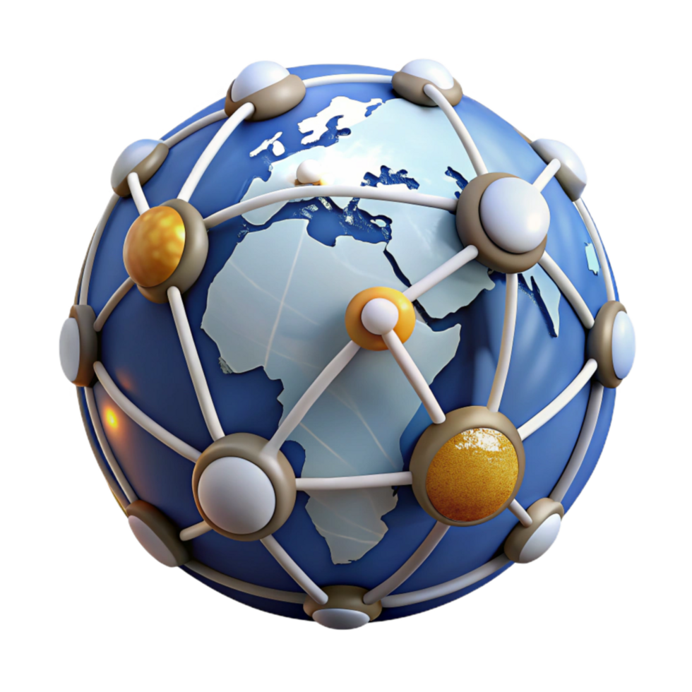 stunning rustic Globe with Network Connections Isolated on White Cutout high quality png