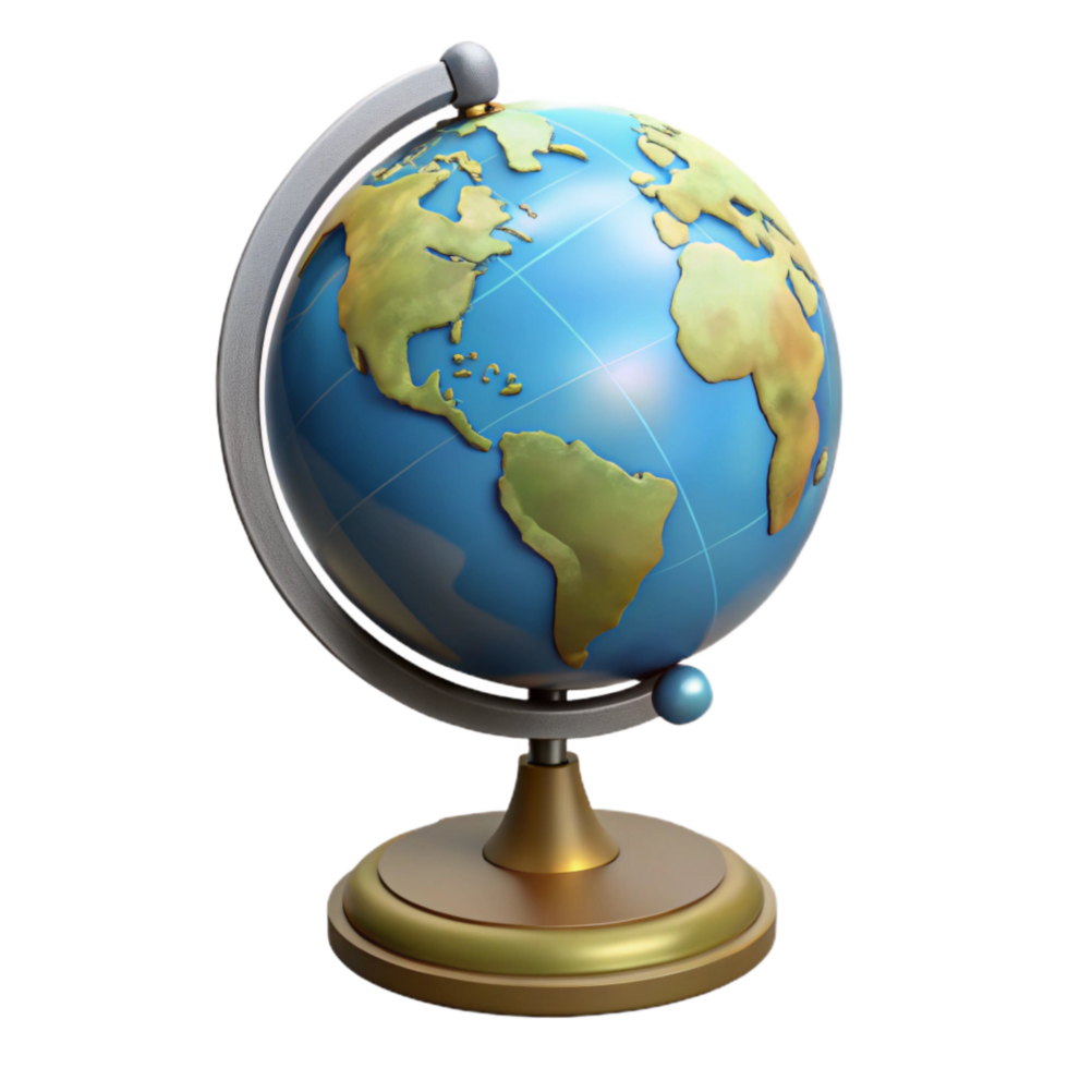 elegant abstract Globe with Stand Angled View Transparent Background genuine png