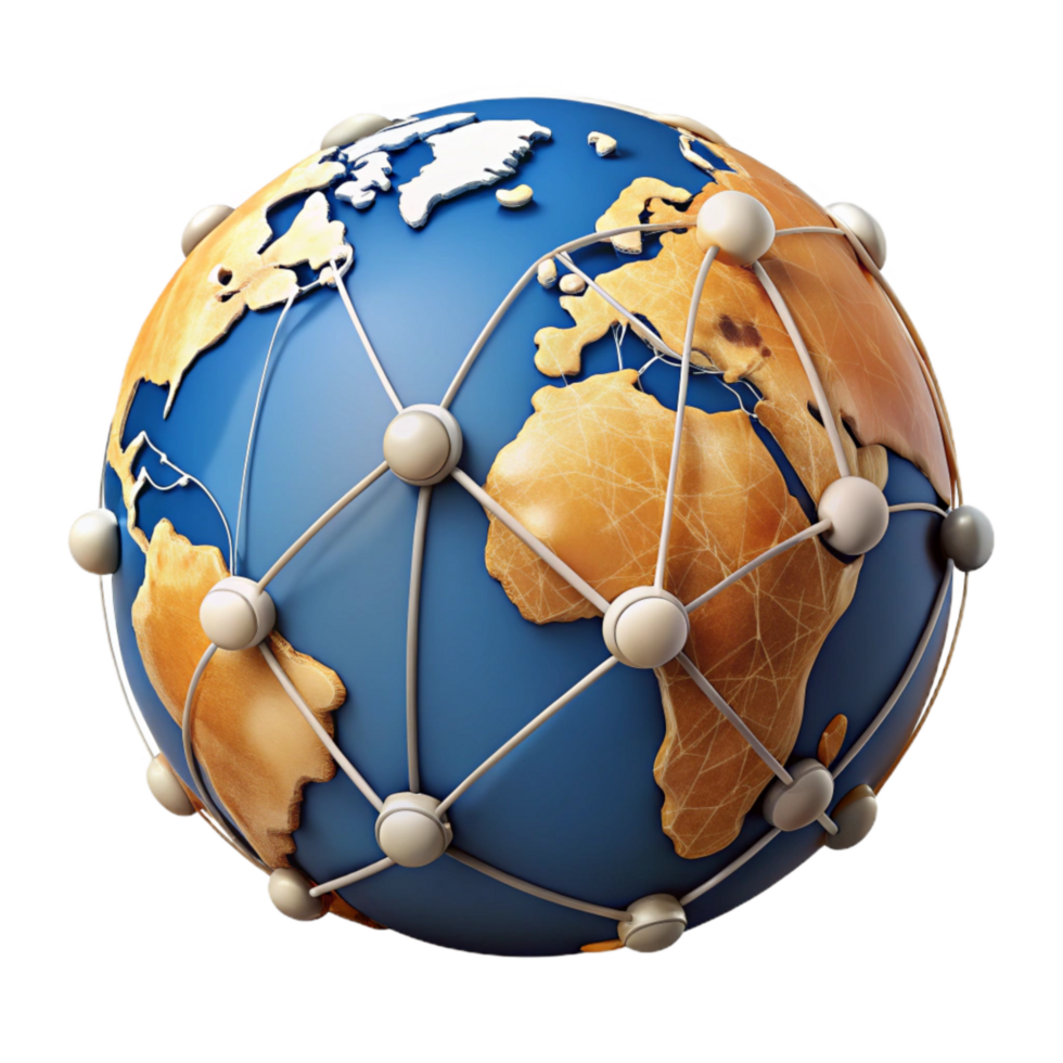 dramatic vintage Globe with Network Connections Isolated on White Cutout authentic png