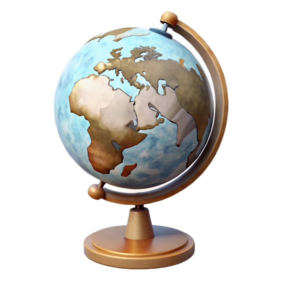 magnificent abstract Globe with Stand Angled View Transparent Background exclusive png