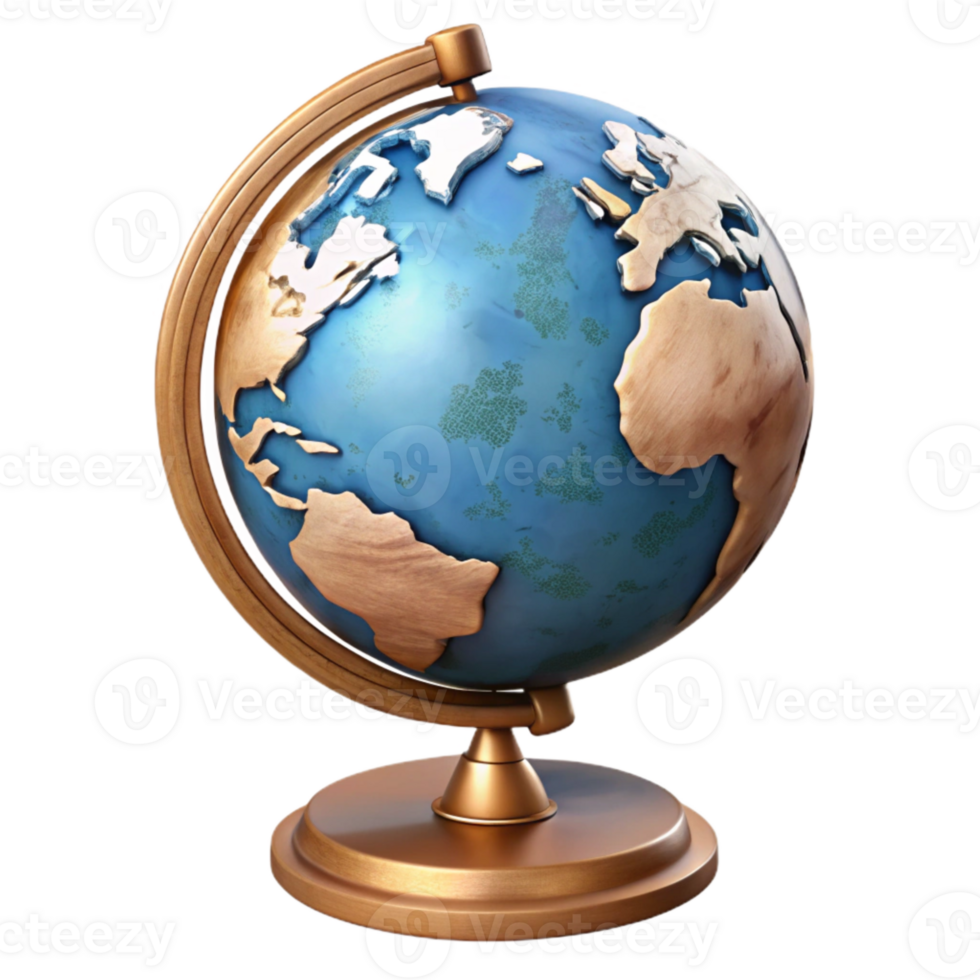 serene rustic Globe with Stand Angled View Transparent Background 4K png