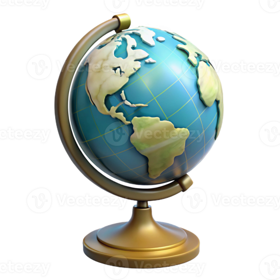 beautiful minimalist Globe with Stand Side View Transparent Background professional png