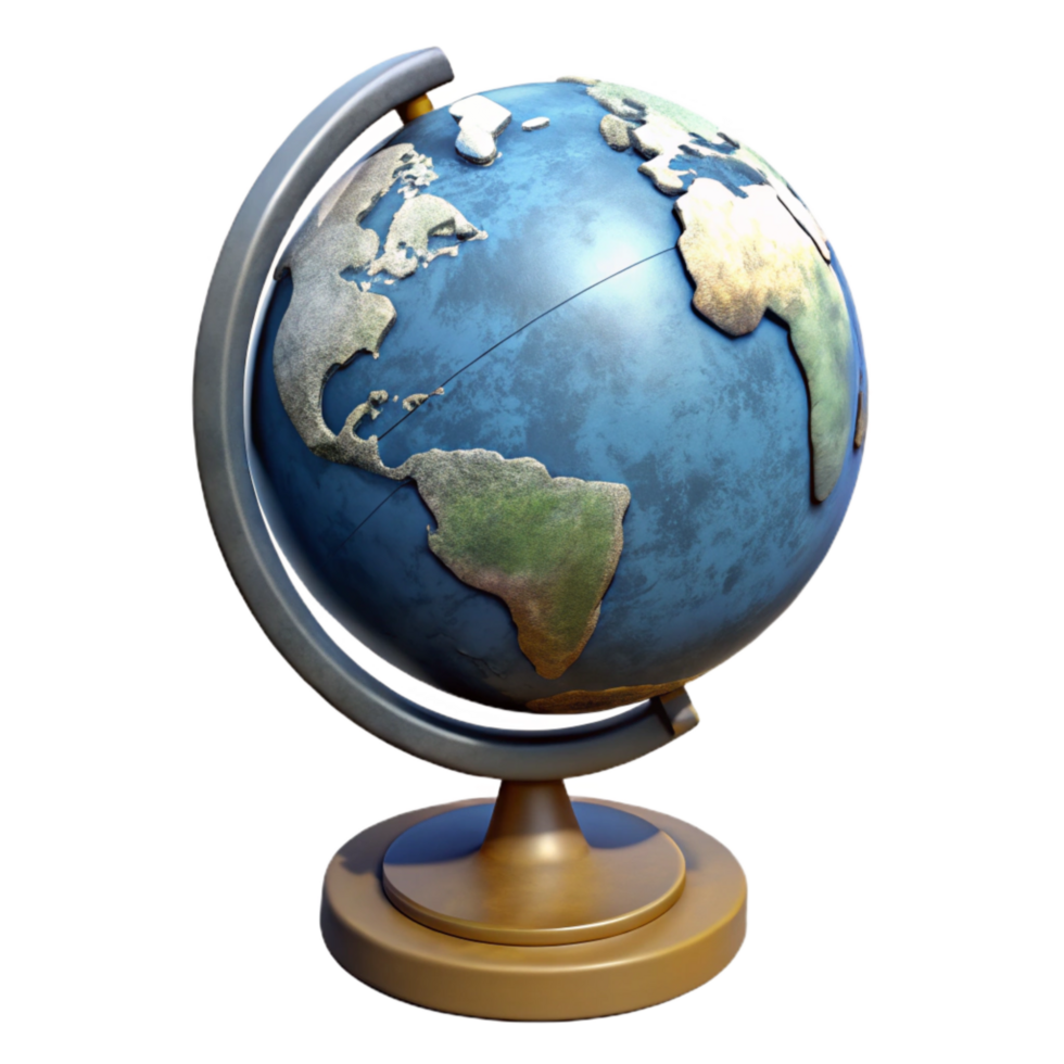 dramatic minimalist Globe with Stand Angled View Transparent Background exclusive png