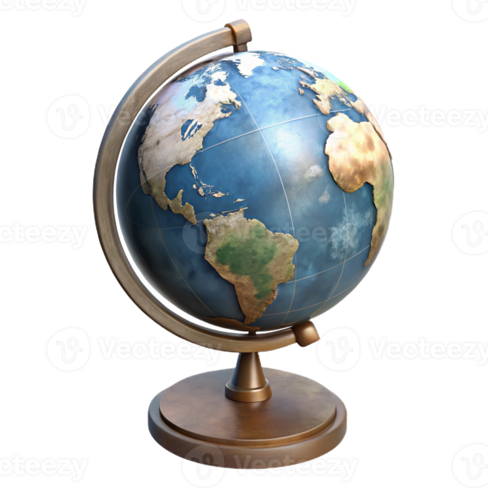 serene traditional Globe with Stand Side View Transparent Background authentic png