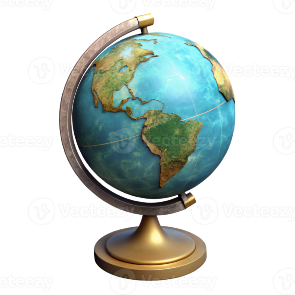 magnificent vintage Globe with Stand Side View Transparent Background high quality png