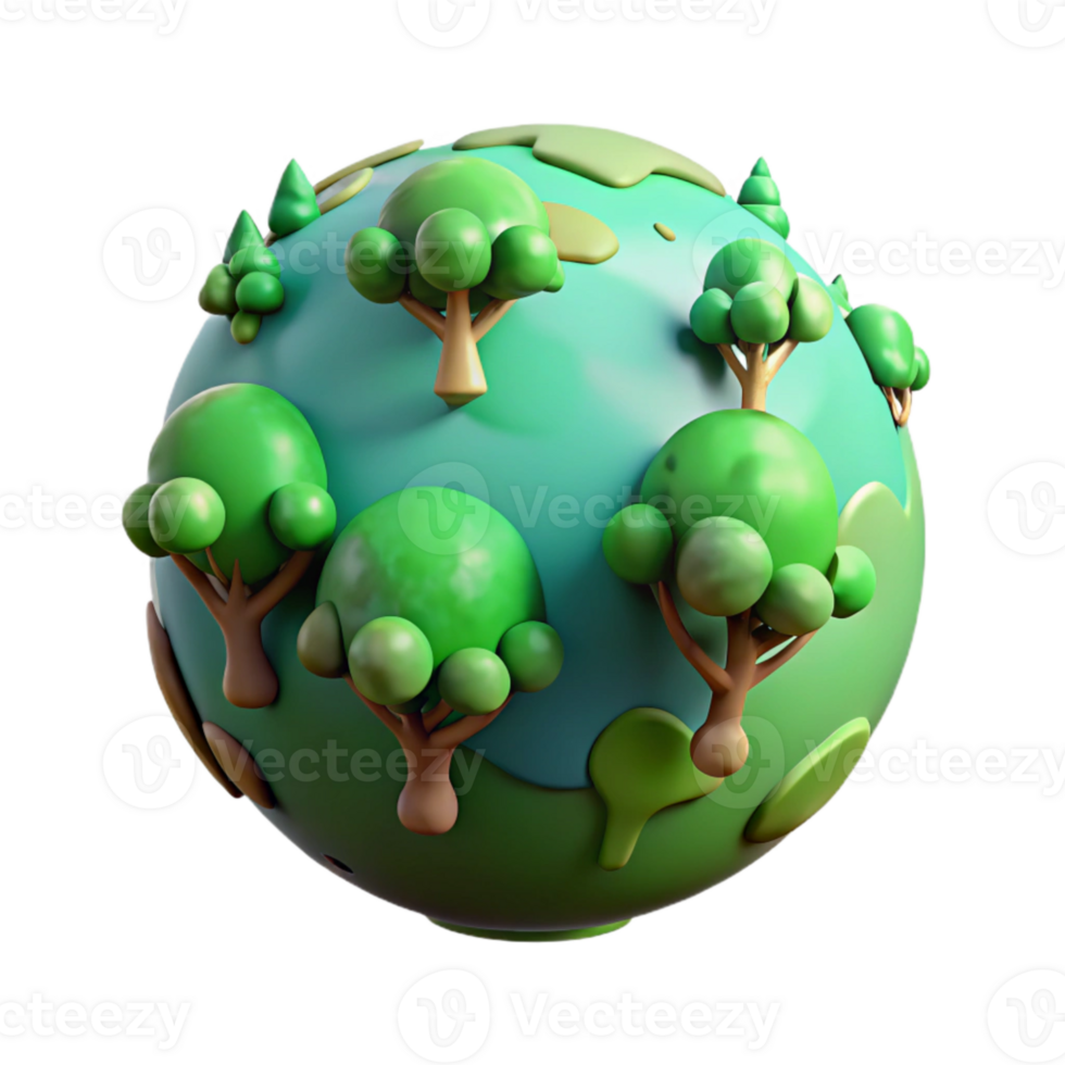 extraordinary artistic Globe with Trees Green Transparent Background exclusive png