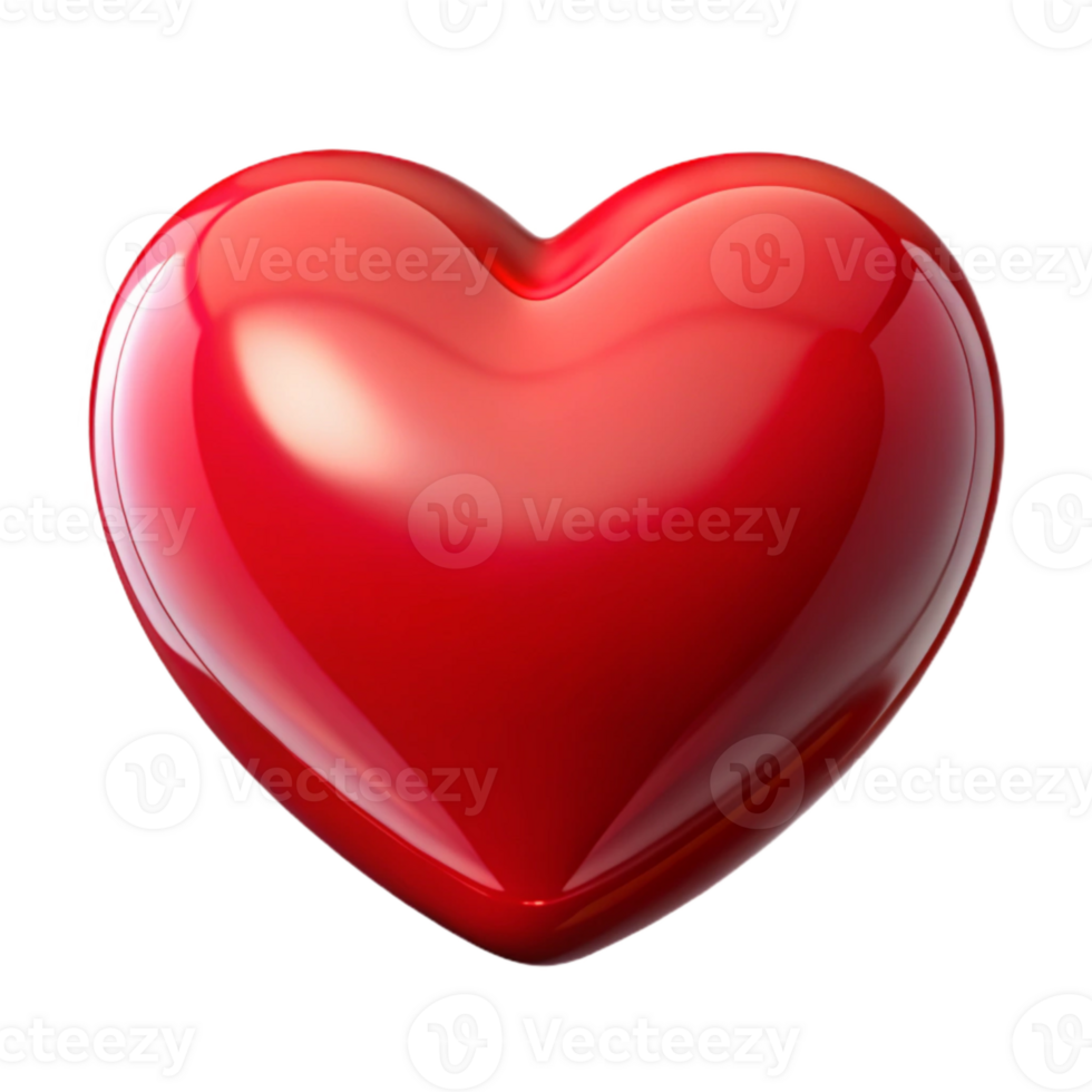 serene abstract Glossy Red Heart Cutout Transparent Background high quality png
