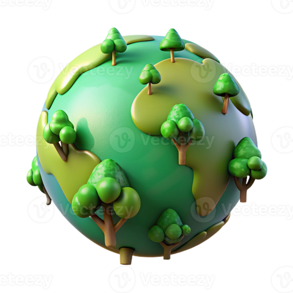 dramatic artistic Globe with Trees Green Transparent Background genuine png