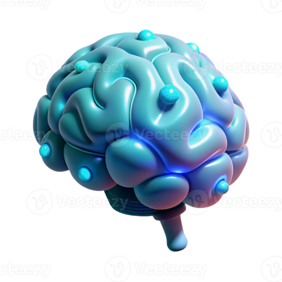 beautiful classic Glowing Ai Brain with Neural Activity Cutout high quality png