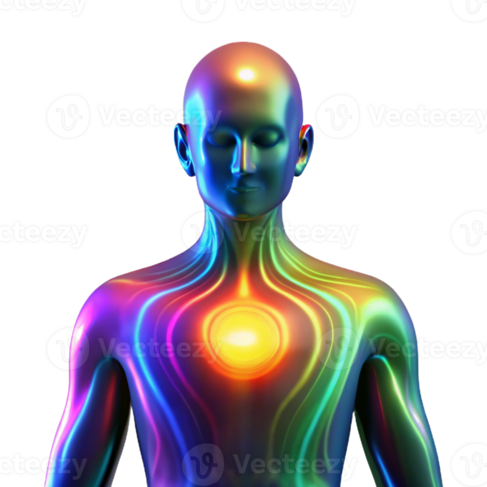 serene artistic Glowing Aura Around Human Silhouette Cutout original png