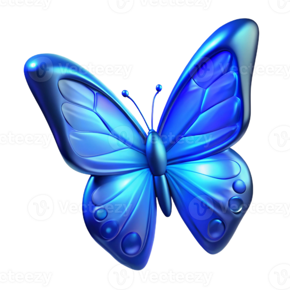 magnificent classic Glowing Butterfly Blue Color Cutout authentic png
