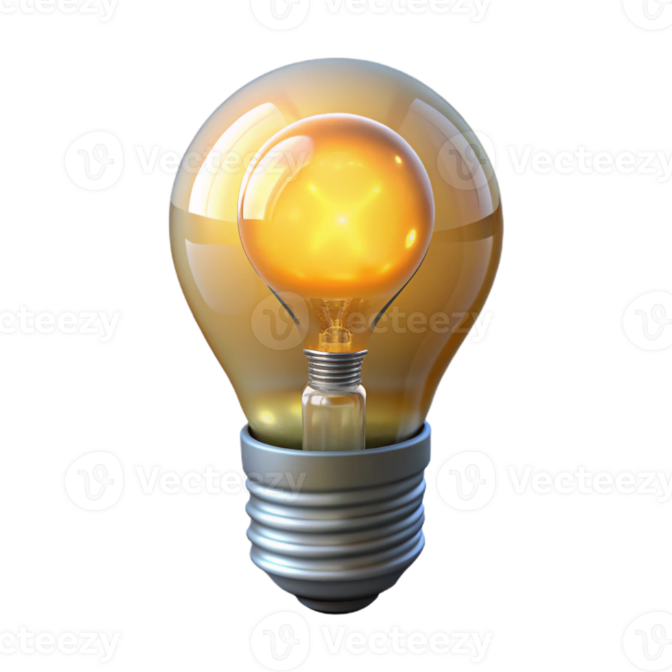 dramatic modern Glowing Light Bulb Front View Transparent Background professional png