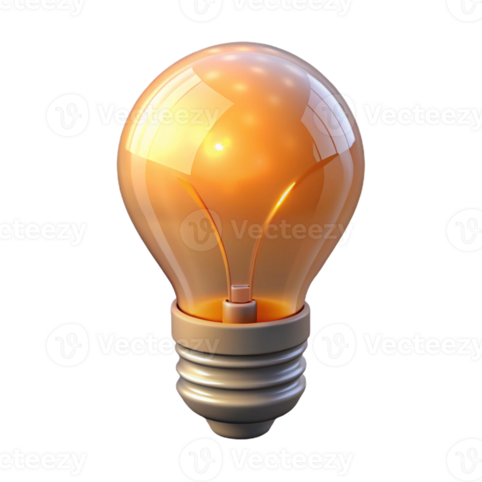 stunning traditional Glowing Light Bulb Front View Transparent Background premium png