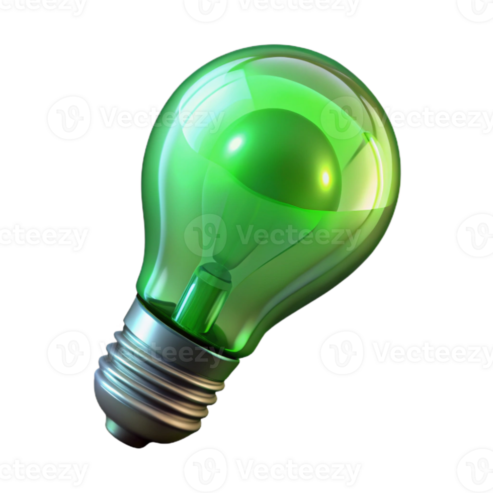 dramatic minimalist Glowing Light Bulb Green Transparent authentic png