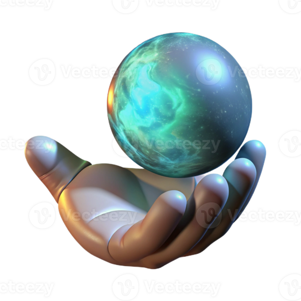 magnificent contemporary Glowing Orb in Hand Isolated 4K png