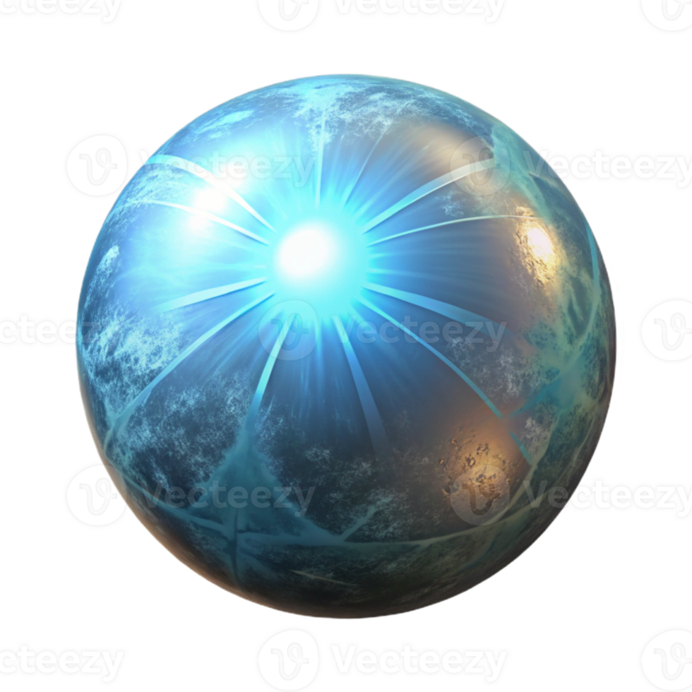 stunning classic Glowing Orb with Light Rays Cutout Element detailed png