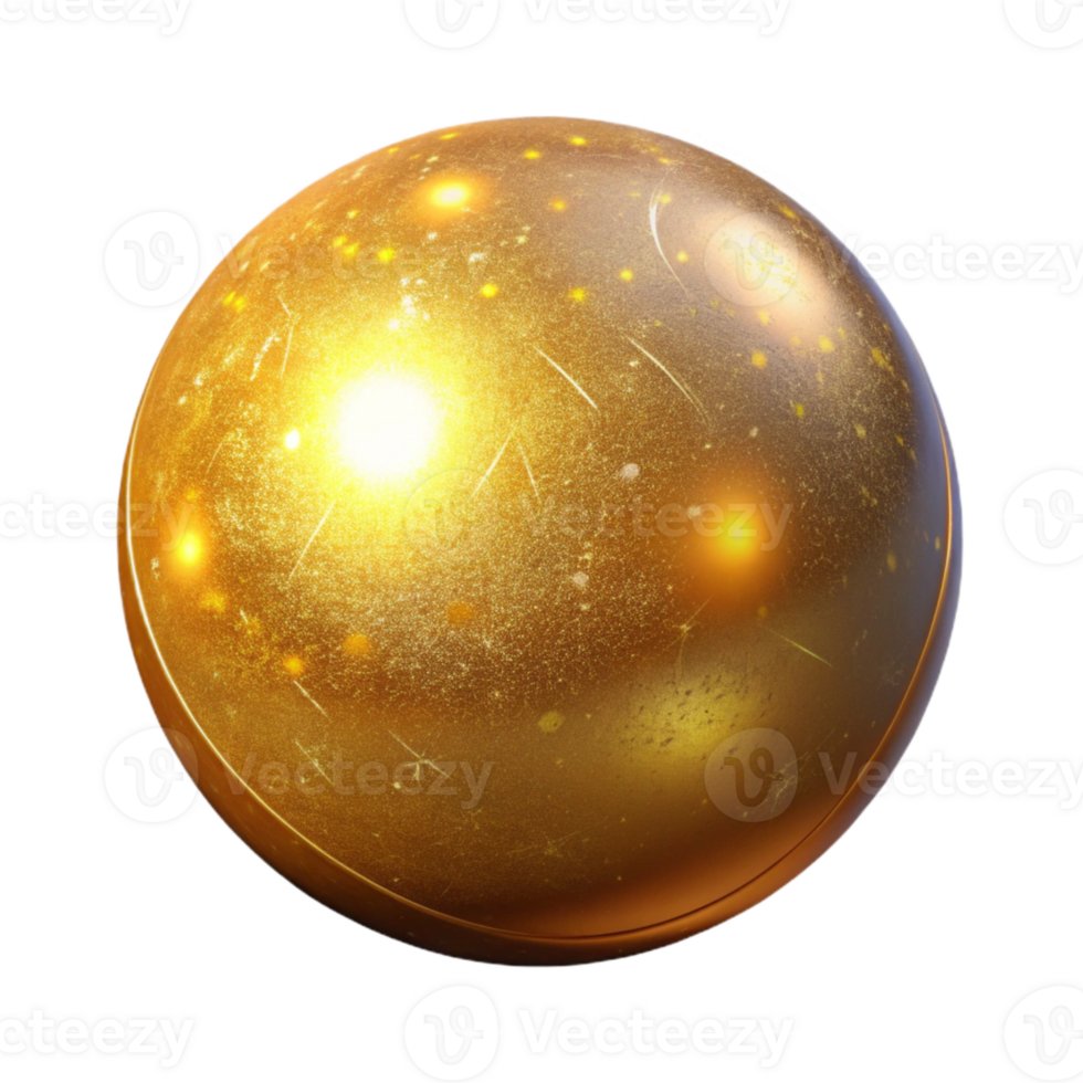 stunning minimalist Glowing Orb with Sparkles Gold Color Cutout genuine png