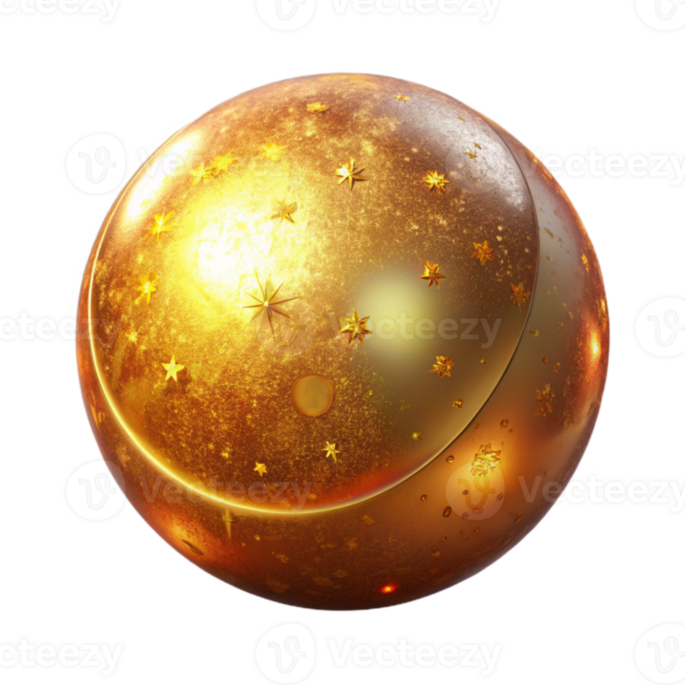 dramatic rustic Glowing Orb with Sparkles Gold Color Cutout high resolution png