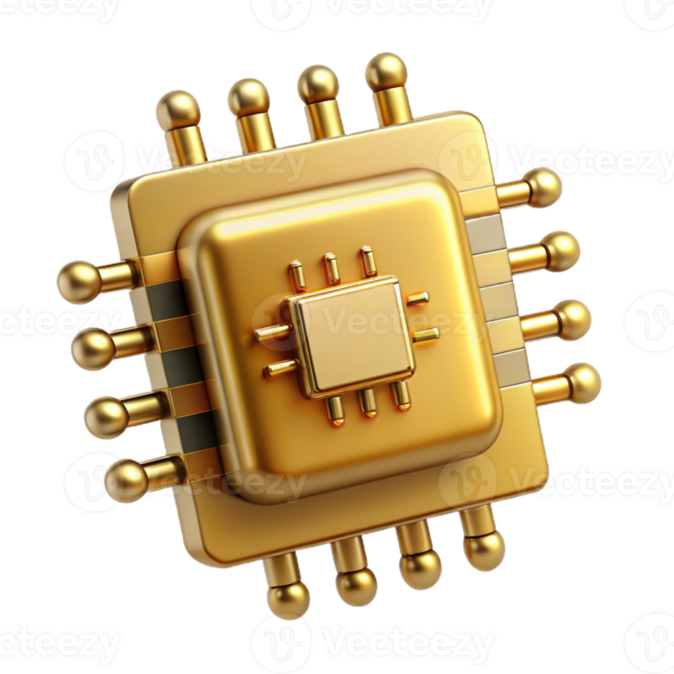 magnificent contemporary Gold Ai Chip with Binary Code Cutout authentic png