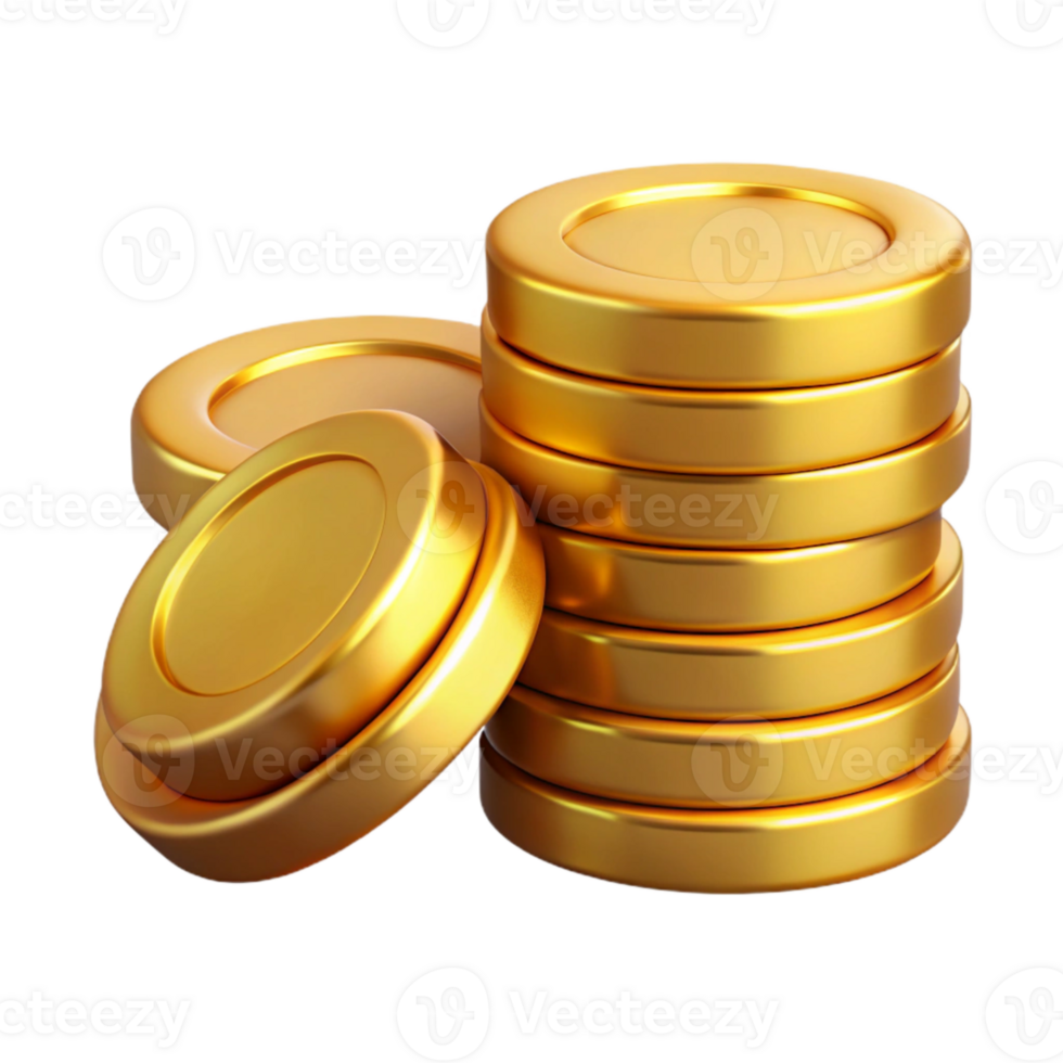 stunning creative Gold Coins Stack Front View Isolated exclusive png