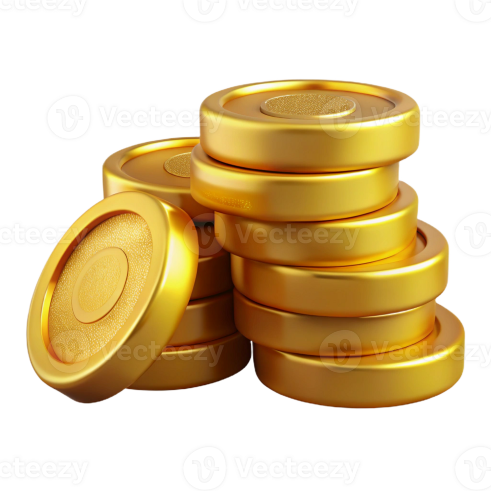 wonderful contemporary Gold Coins Stack Front View Isolated high quality png