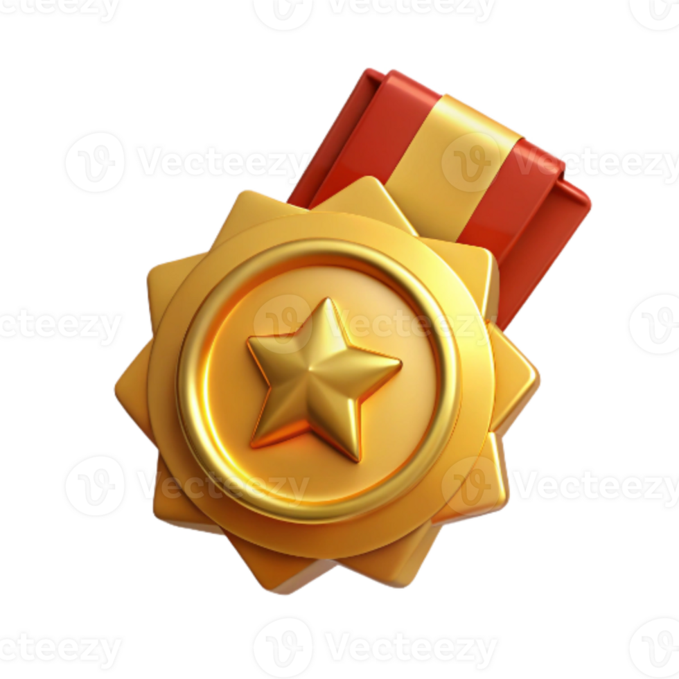 elegant rustic Golden Award Medal Front View Transparent Background original png