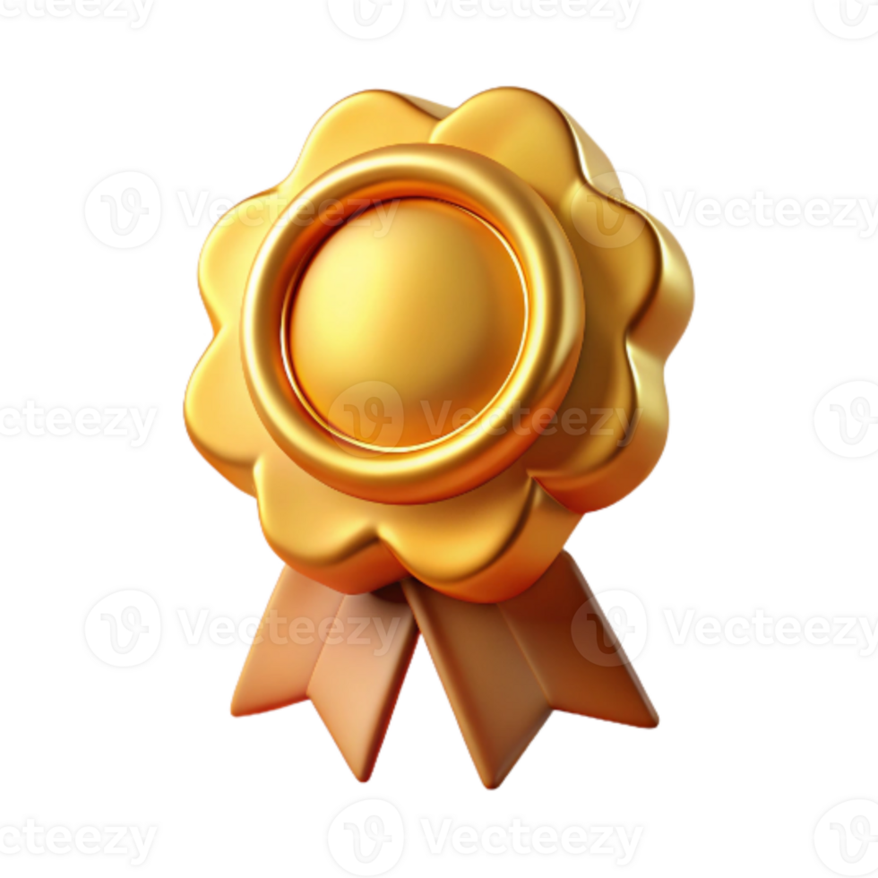 elegant rustic Golden Award Ribbon Side View Transparent Background exclusive png