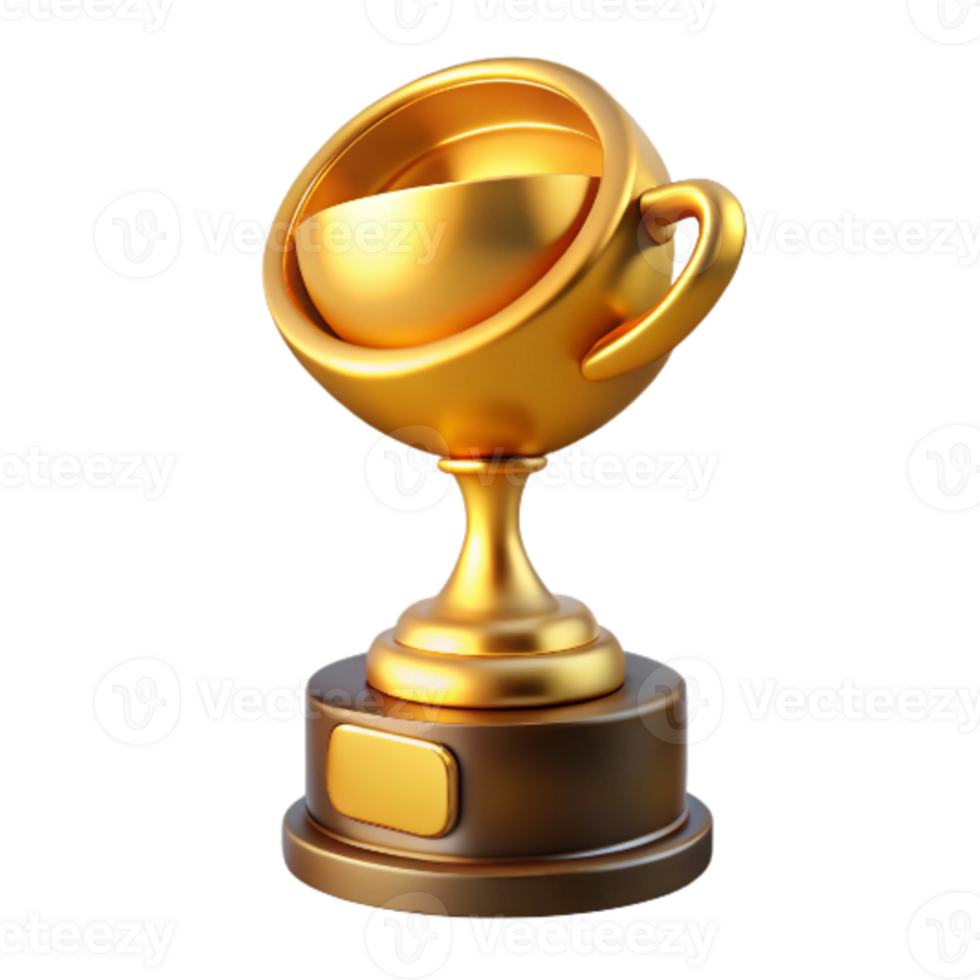 dramatic creative Golden Award Trophy Side View Transparent Background premium png