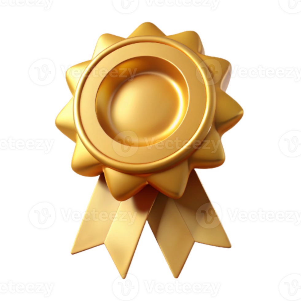 serene creative Golden Award Ribbon Side View Transparent Background exclusive png