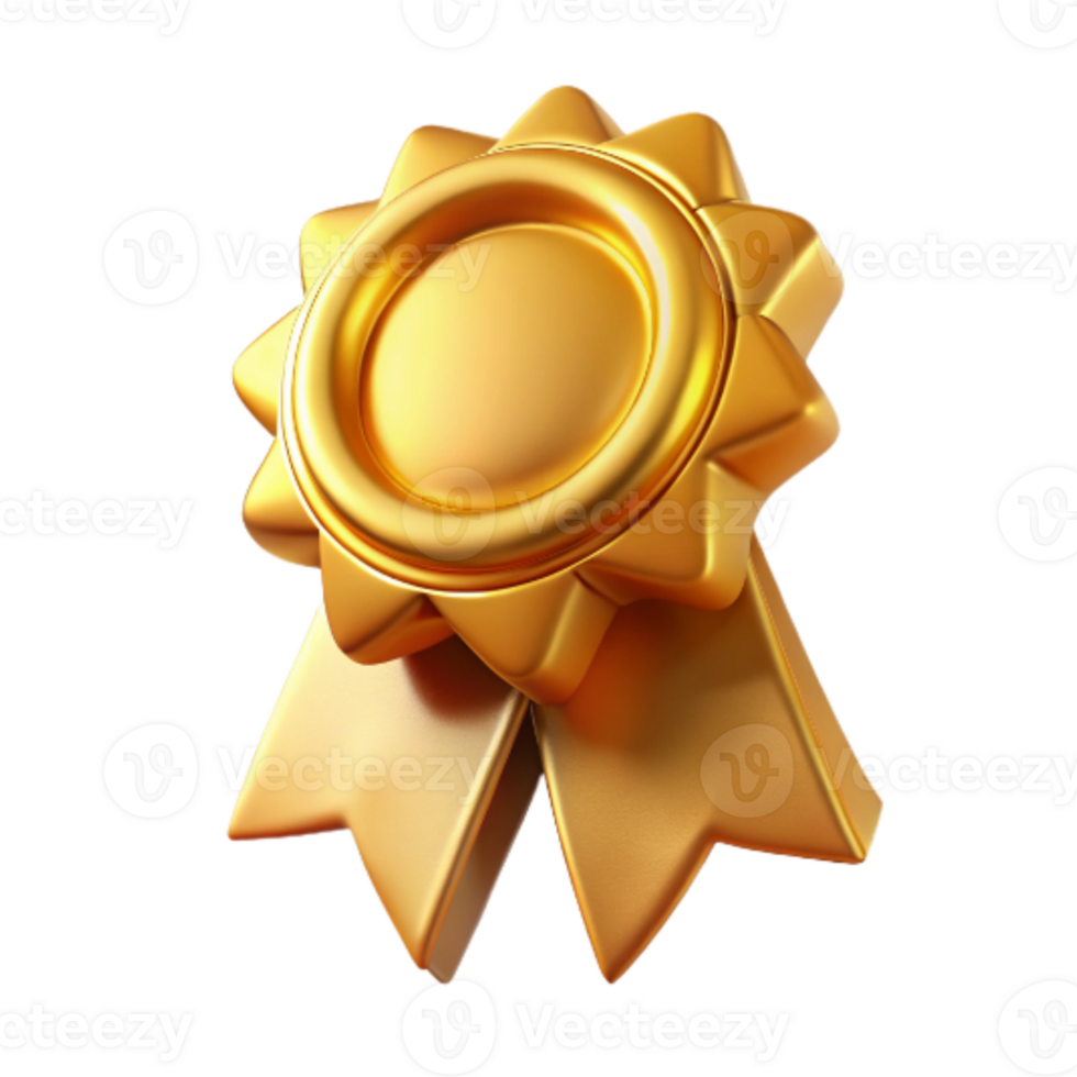 dramatic abstract Golden Award Ribbon Side View Transparent Background high resolution png