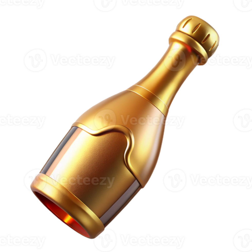 magnificent vintage Golden Champagne Bottle Isolated with Cork premium png