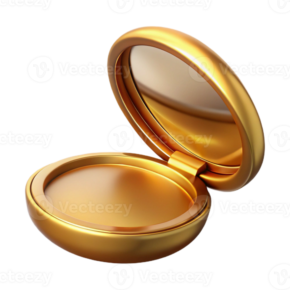 wonderful artistic Golden Compact Mirror Open Isolated Element exclusive png