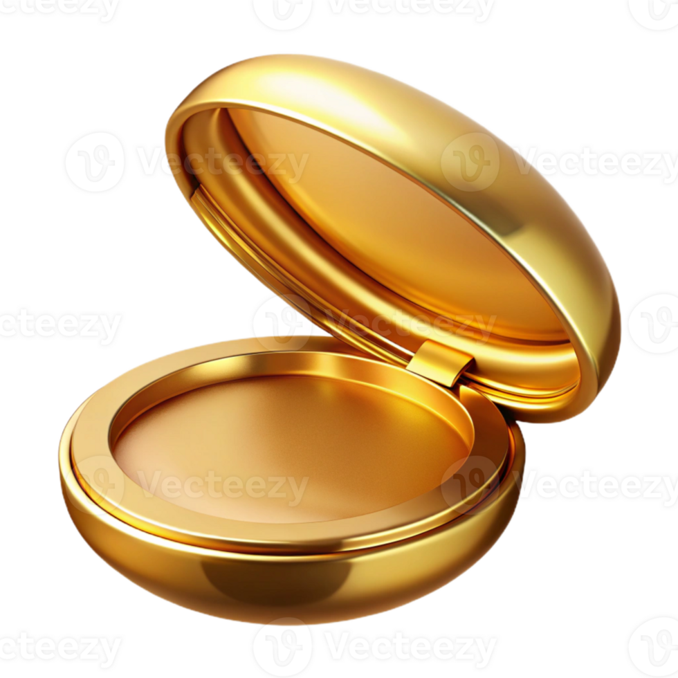 extraordinary traditional Golden Compact Powder Case Closed Isolated original png