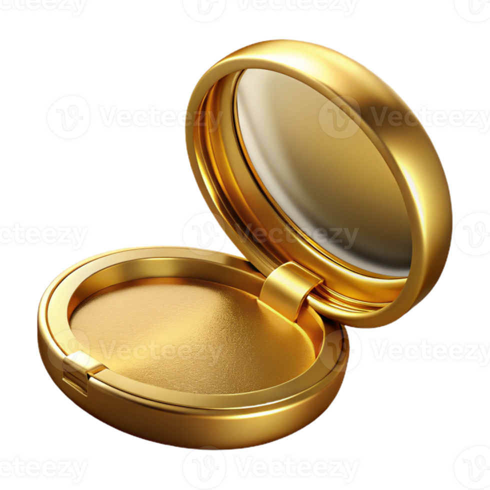 vibrant classic Golden Compact Mirror Open Isolated Element premium png