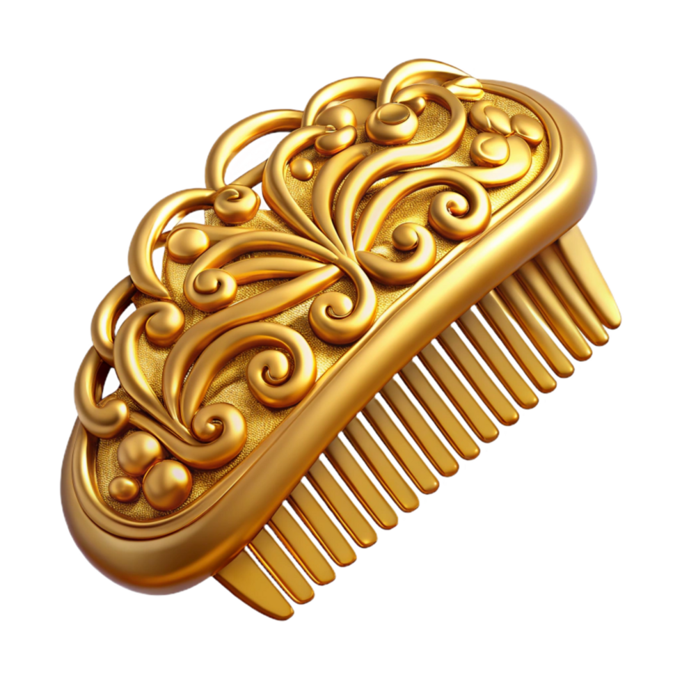 serene contemporary Golden Hair Comb Ornate Design Transparent original png