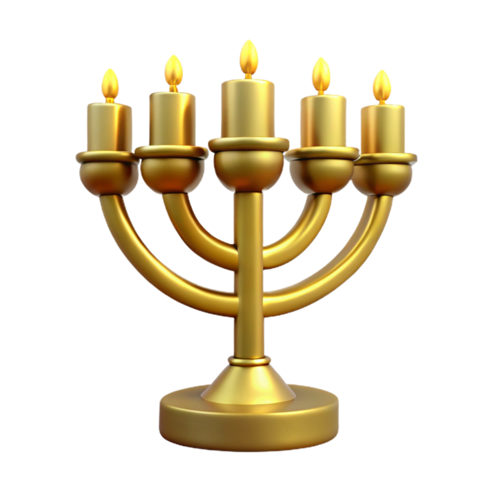 serene rustic Golden Hanukkah Menorah with Lit Candles Cutout authentic png