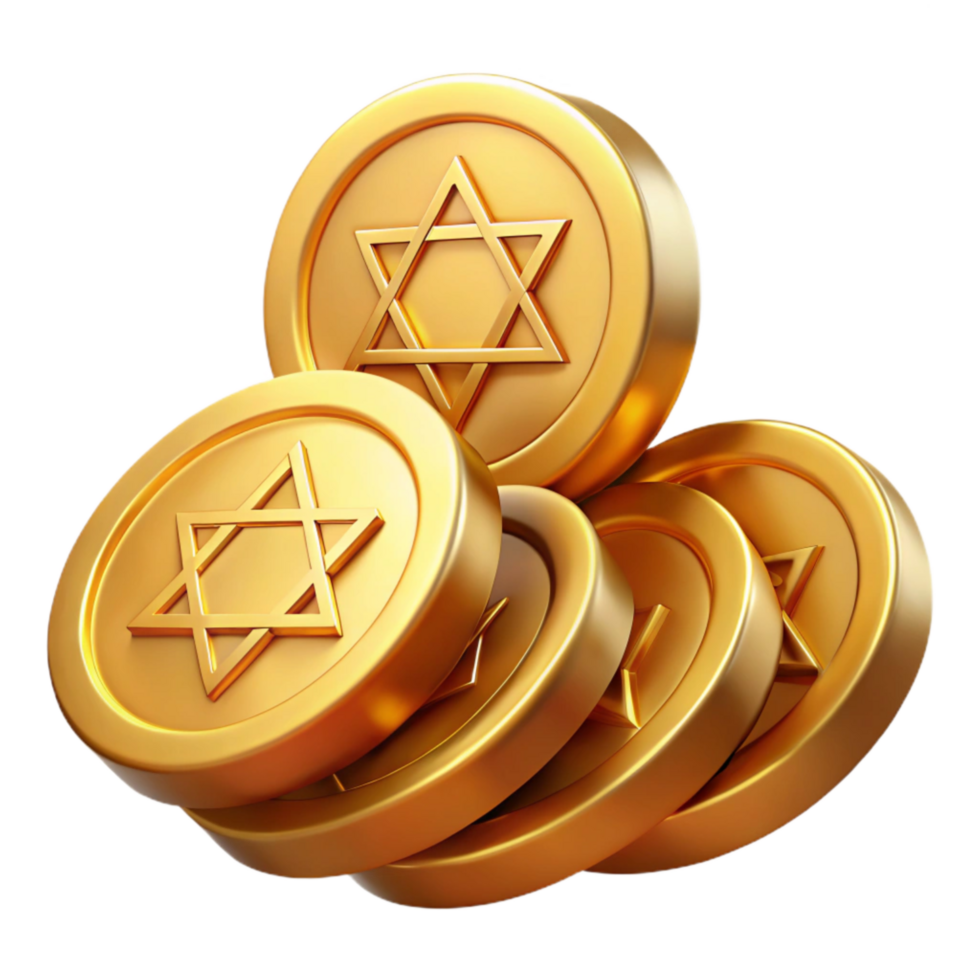 magnificent abstract Golden Hanukkah Gelt Coins Pile Cutout high quality png
