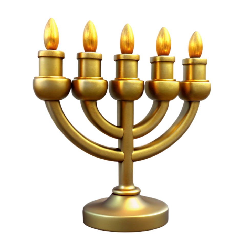 vibrant vintage Golden Hanukkah Menorah with Lit Candles Cutout authentic png