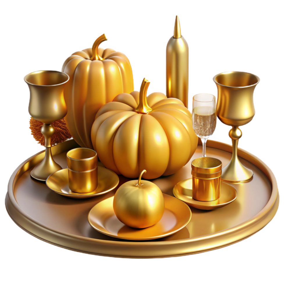 wonderful contemporary Golden Thanksgiving Table Setting Cutout Transparent Background authentic png