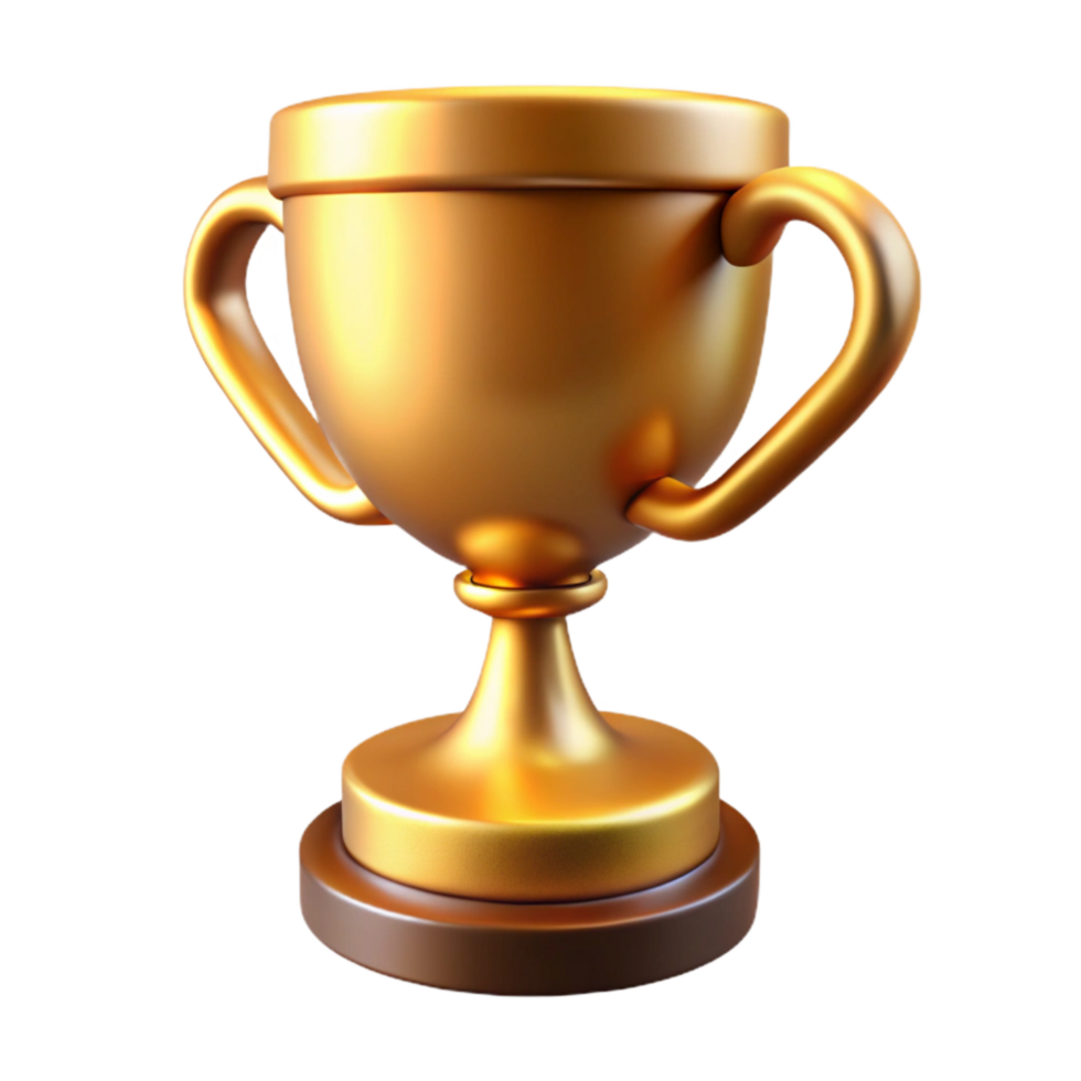 stunning creative Golden Trophy Cup Front View Cutout 4K png