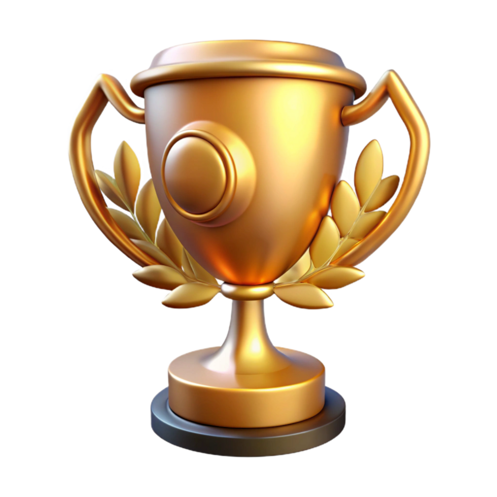 dramatic vintage Golden Trophy with Laurel Wreath Cutout detailed png