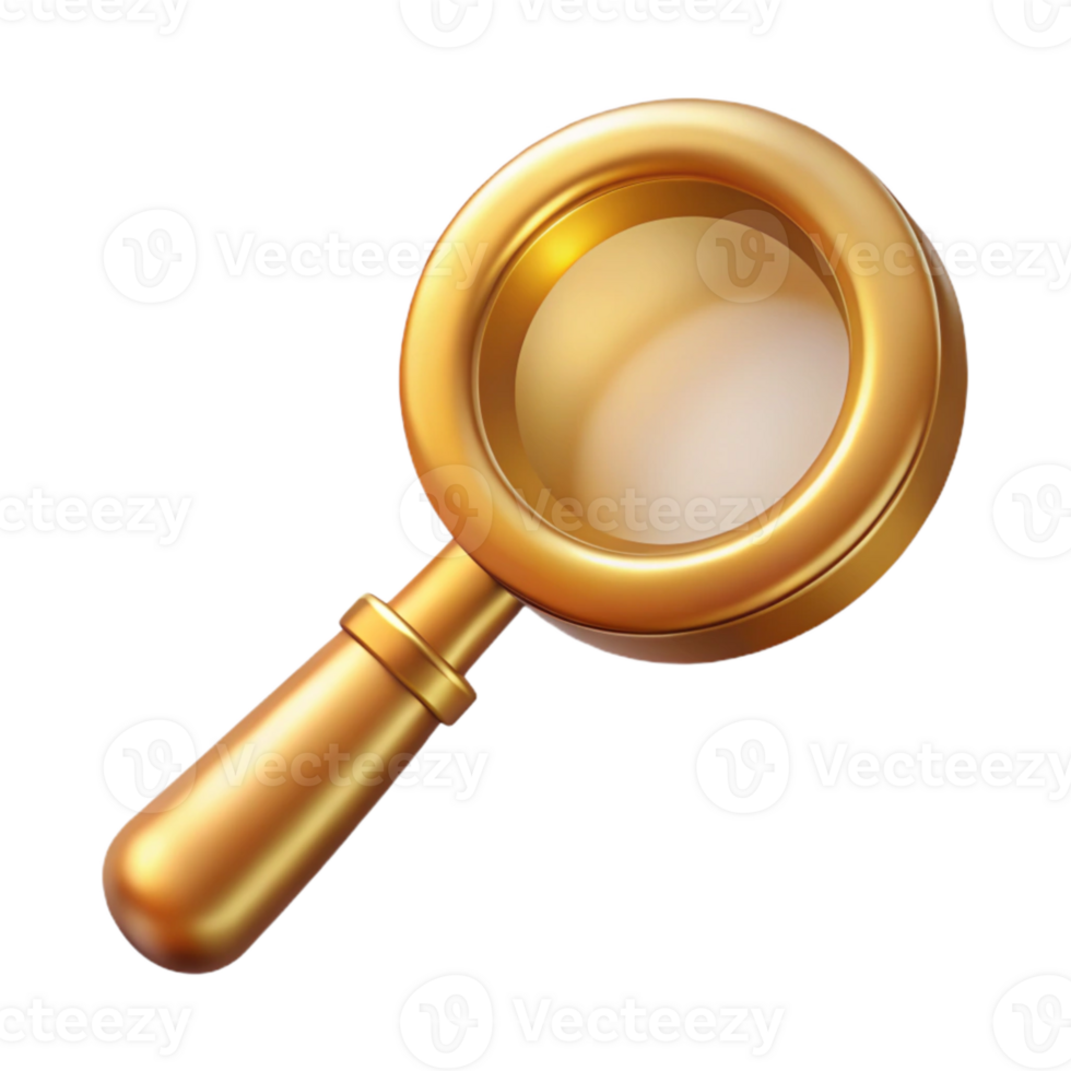 serene creative Gold Magnifying Glass Zoom Effect Transparent Background authentic png